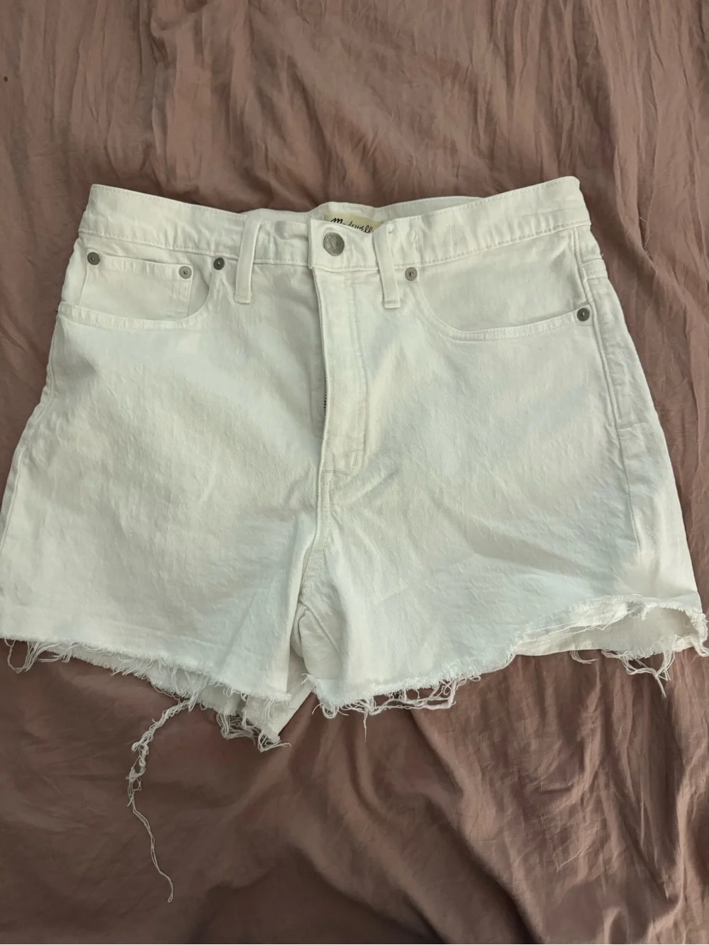 Madewell White Raw-Hem Denim Shorts